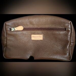 Moscardini Firenze Italy Leather Cosmetic Bag Color Brown